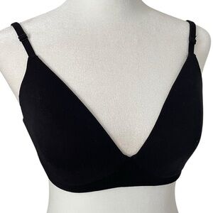 Felina Black Women's Plunge Front Comfort Bra Sz M